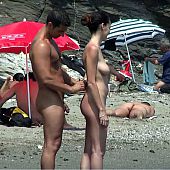 Totally stripped cuties sunbathing naked.